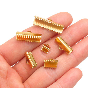 Clip d'extrémité à sertir pour ruban |   Connecteur de cordon en acier inoxydable PVD 18K pour la fabrication de bijoux DIY, bracelets et colliers - Product Image 2