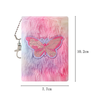 Mini carnet portable moelleux avec broderie de dessin animé, couverture décorative, bloc-notes de poche, breloque de sac à dos, papeterie pour enfants, cadeaux pour filles