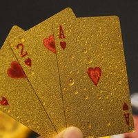 Kartu Hadiah Bisnis Berbahan Kertas Matte Tahan Air, Dapat Disesuaikan, Tahan Lama, Cetak Logo Kustom Emas, Depan Belakang Hitam, Kartu Poker