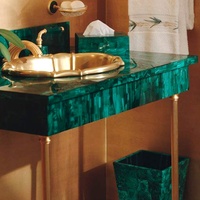 Pierre de malachite verte personnalisée Table ronde en marbre vert Meubles en pierres précieuses pour la décoration intérieure de la maison