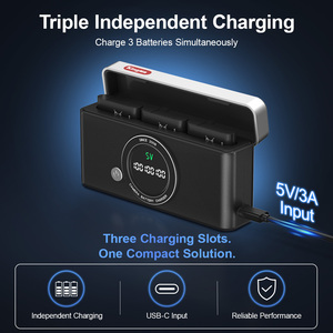 KingMa Boîtier de chargeur de batterie pour appareil photo 3 baies LI-90B DB-110, Hub de charge et de stockage portable USB-C pour Olympus TG-6 TG-7 <span class=keywords><strong>Ricoh</strong></span> GR <span class=keywords><strong>III</strong></span> - Product Image 4