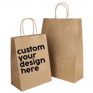 Sac en papier kraft brun et blanc avec poignée, personnalisable avec logo, réutilisable - Product Image 2