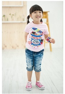 Camiseta Informal de Manga Corta con Estampado de Dibujos Animados para Niñas, Venta al por Mayor en Línea, de un Proveedor Chino - Product Image 4