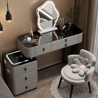 Ensemble Coiffeuse-Commode de Chambre de Style Italien avec Miroir LED Lumineux