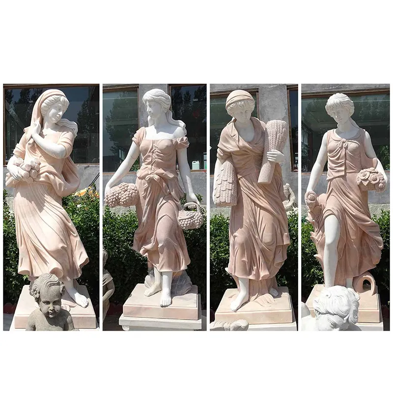 Famoso quattro stagioni dea antica divinità greca pietra femminile statue di angelo scultura in marmo per decorazione da giardino all'aperto
