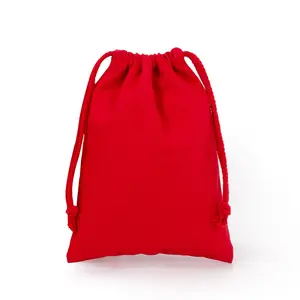 Bolsa de algodão orgânico para poeira, bolsa pequena em branco liso e branco para natal, bolsa de lona com cordão, logotipo personalizado