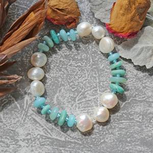 Pulsera Elástica con Cuentas <span class=keywords><strong>para</strong></span> Mujer en Piedra Preciosa y Perla Pulsera Elástica de Piedras Auténticas y Perlas Cultivadas al por Mayor - Product Image 4