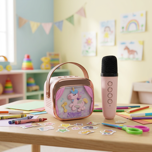 Máquina <span class=keywords><strong>de</strong></span> Karaoke para Niños con Micrófonos, Bluetooth, Luz RGB, Estilo Personalizable, Juguete <span class=keywords><strong>de</strong></span> Canto para Educación Temprana - Product Image 1