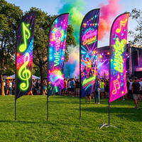 Drapeau publicitaire extérieur personnalisé en forme de plume avec mât et base en aluminium, bannières volantes double face pour la promotion