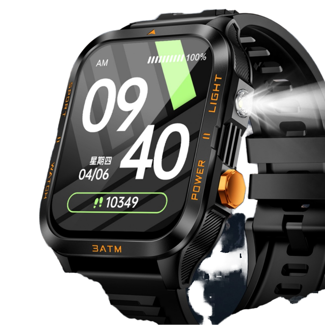 Smart Watch Square 1.96 Inch IPS Answer Call Flashlight UV Lamp Heart Rate Blood Pressure SpO2 Monitor 430mAh 3ATM Waterproof