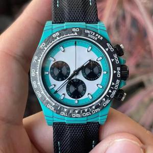 Reloj Deportivo Cronógrafo Mecánico para Hombre de la Mejor Calidad OEM, Caja de Fibra de Carbono, Correa de Tela, Resistente al Agua, Movimiento 4130 - Product Image 1