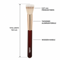 Pinceau de maquillage à poils fins de qualité supérieure avec manche en bois et virole en aluminium épaissie, fibres ultra-fines de 0,07 mm, 16,5 cm