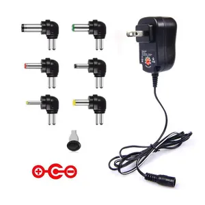 12W Multi Charger 12V9V7. 5V6V5V4. 5V3V dengan Enam DC Tip untuk Lampu LED/Rumah Tangga