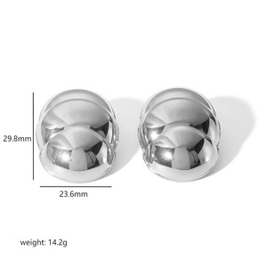 Pendientes con forma de bola, oro de 18k, acero inoxidable, diseño geométrico para mujer, ocasión de regalo TE6628 - Product Image 4