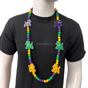 Collier de perles Mardi Gras personnalisé de 40 pouces, 23 mm, violet, vert et or, fait main pour chiens, idéal pour les lances de perles des défilés du Mardi Gras - Product Image 2