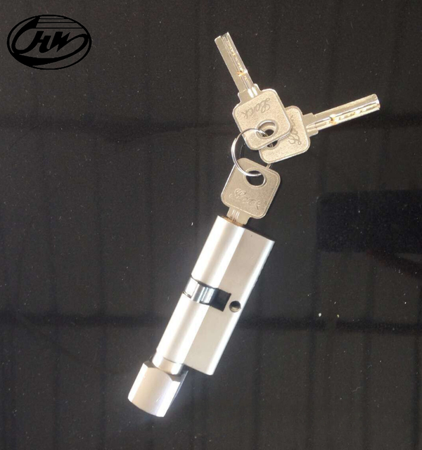 Door Cylinder Lock Biased 70mm 3 Keys Anti-Theft Aluminum-coated Zinc Silver Entrance/Interior Bedroom Home Security Lock