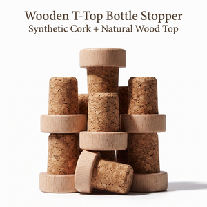 Tapón de Corcho Sintético con Base Redonda de Madera WeWood de Vietnam, Tapón de Madera Lisa para Botellas de Vino, Licores y Bebidas Espirituosas - Product Image 1