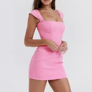 เดรสแฟชั่นผู้หญิงขายดีแบบกำหนดเอง แขนกุด ทรงเข้ารูป คอเหลี่ยม เซ็กซี่ รัดรูป สำหรับงานปาร์ตี้และคลับ มินิเดรส - Product Image 2