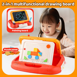 Zhorya ชุดของเล่นวาดภาพเพื่อการศึกษาแบบ<span class=keywords><strong>2</strong></span> in 1, กระดานวาดภาพเขียนได้หลายฟังก์ชันสามารถลบได้เขียนดูเดิลได้กระดานวาดภาพสำหรับเด็ก - Product Image 2