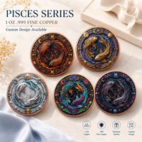Pièce de monnaie 3D en cuivre pur 999 de 1 oz, signe du zodiaque Poissons, haute définition, couleur UV, effet proof, art métallique de collection sur le thème de l'horoscope