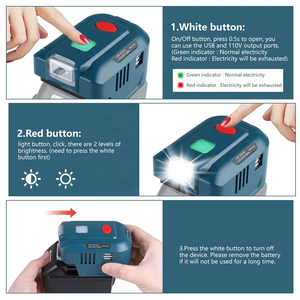 Inversor de Corriente Portátil para Batería Makita de 18V, 150W, DC 18V a AC 120V/220V, Cargador de Fuente de Alimentación, Inversor para Camping, Viajes, Vehículos Recreativos - Product Image 3