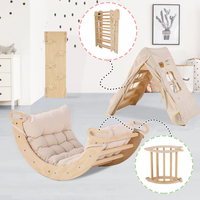 Structure d'escalade en bois Montessori pour les tout-petits et les enfants d'âge préscolaire - Design en arche et en triangle, équipement de terrain de jeu adapté aux bébés