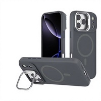 Étui de téléphone en silicone JOYPORODO GS007 avec support d'objectif d'appareil photo pour iPhone 11 12 13 14 15 17 Pro Max, coque en silicone magnétique incassable