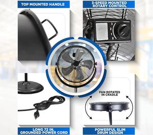 Ventilador de pedestal industrial de alta velocidad de 20 ", ventilador de pie con cabezal de tambor, ventilador de pie industrial de 2" con 5 aspas - Product Image 5