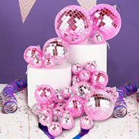 Boule disco suspendue en verre rose, décoration de Noël, vente en gros, 2CM-100CM, boule disco suspendue, cool et amusante, pour fêtes