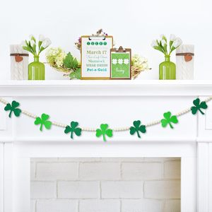 <span class=keywords><strong>พวงมาลัย</strong></span>ลูกปัดไม้สำหรับวันเซนต์แพทริก พร้อมจี้รูปใบโคลเวอร์ ตกแต่งถาดแบบชั้นๆ ด้วยลูกปัดธีมไอริช สำหรับงานเฉลิมฉลองเดือนมีนาคม - Product Image 1