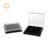 Palette de maquillage carrée en plastique magnétique vide Bloompack Fashion avec fenêtre, personnalisable avec logo, 4 compartiments, recyclable