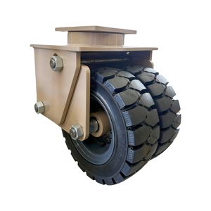 Roulettes pivotantes robustes à roulement rapide, en caoutchouc noir solide, à motifs de bande de roulement profonds, capacité de charge de 7 tonnes pour terrains accidentés - Product Image 4