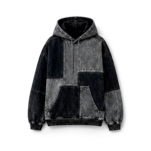 Hoodie en jean pour homme de qualité supérieure avec poche kangourou - Product Image 1
