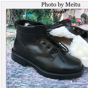 Botas de Nieve de Cuero para Hombre, Forradas de Lana, Antideslizantes, para Exteriores, Tacón Medio, Color Sólido, Forro de Piel de Vaca - Product Image 1