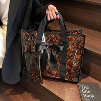 Sac à bandoulière grande capacité en PVC imprimé léopard, sac fourre-tout imprimé, sac en gelée imperméable, sac à main tendance sans fermeture