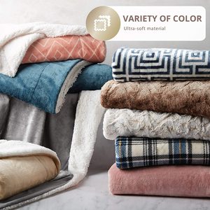 Home Textile China Custom Logo Soft Warm Thick <strong>Throw</strong> Flannel Sherpa Blanket Winter Blankets <strong>for</strong> <strong>Double</strong> <strong>Bed</strong> - Product Image 3