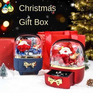 Dongguan kotak kemasan perhiasan kalung cincin akrilik busur kotak hadiah bunga abadi transmisi cahaya tinggi pria tua Natal - Product Image 2