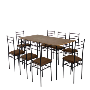 Ensemble de table à manger <span class=keywords><strong>YUKAI</strong></span> 1+8, plateau de table en MDF+PVC avec sièges rembourrés en tissu pour salle à manger 1+8 DS-211 - Product Image 1