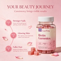Gummies véganes de biotine en gros 10000mcg – Favorise la croissance saine des cheveux, l'éclat de la peau et des ongles forts – Complément alimentaire sans OGM