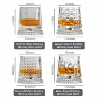 Ensemble de verres à cocktail rotatifs à 360° avec motif cristal diamanté pour bar à domicile, fête, verre à bourbon rotatif, vente en gros