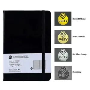 Good Quality A5 Leather Hardcover Notebooks Thick 100gsm Lined Paper Notebook With Elastic Band