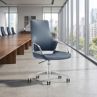 Chaise de bureau pivotante moderne ergonomique de luxe, en cuir contemporain, dossier moyen, réglable