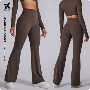 Seis Colores Disponibles, Cintura Alta Elástica, Nylon y Spandex Sólidos, Corte Ajustado, Acampanado, Largo Completo, Secado Rápido, Transpirable - Product Image 6