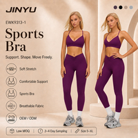 JINYU Atasan Yoga Wanita Desain V-Neck dengan Aksen Twist di Depan, Bra Olahraga Gym dengan Punggung Cantik, Bra Yoga Sport Wanita untuk Kebugaran