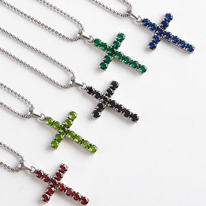 Özel kadın klasik kelebek küba bağlantı kolye paslanmaz çelik zincir nişan için zirkon nazarlık altın kaplama ile - Product Image 5