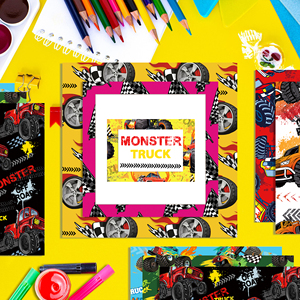 WW072 dekorasi Album foto pembungkus Hadiah pola truk Monster pesta mobil balap kertas Scrapbook DIY untuk pembuatan kartu DIY dekorasi - Product Image 6