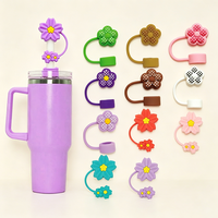 Capuchon de paille en silicone motif pied-de-poule et fleur de cerisier, bouchon anti-poussière pour gobelet Stanley, qualité alimentaire, personnalisable
