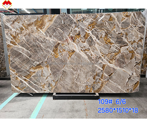 Carreaux de sol en marbre de luxe Bugatti Gold de Dubaï Design de couleur dorée Giallo Siena Medio Marbre Araignée dorée Dalles de marbre Décoration murale - Product Image 1