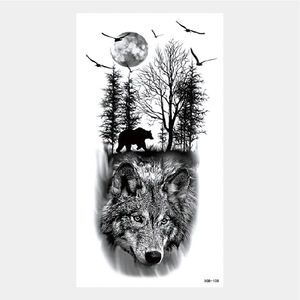 Adesivi per tatuaggi animali leone tigre lupo testa a metà braccio grande immagine adesivi per tatuaggi uomini - Product Image 4