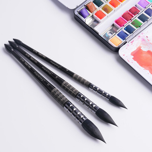 Pinceaux d'artiste professionnels personnalisés en poils d'écureuil naturels, pinceau pour peinture à l'aquarelle avec manche en bois, logo <span class=keywords><strong>sur</strong></span> toile - Product Image 4
